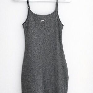 Nike XS Gray Ribbed Mini Dress Bodycon Spaghetti Strap Athleisure